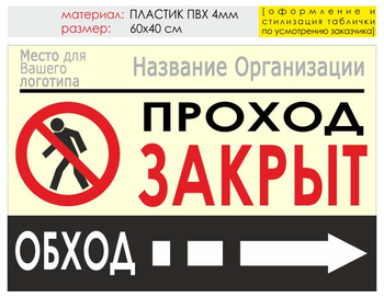 Информационный щит "обход справа" (пластик, 60х40 см) t08 - Охрана труда на строительных площадках - Информационные щиты - Магазин охраны труда и техники безопасности stroiplakat.ru